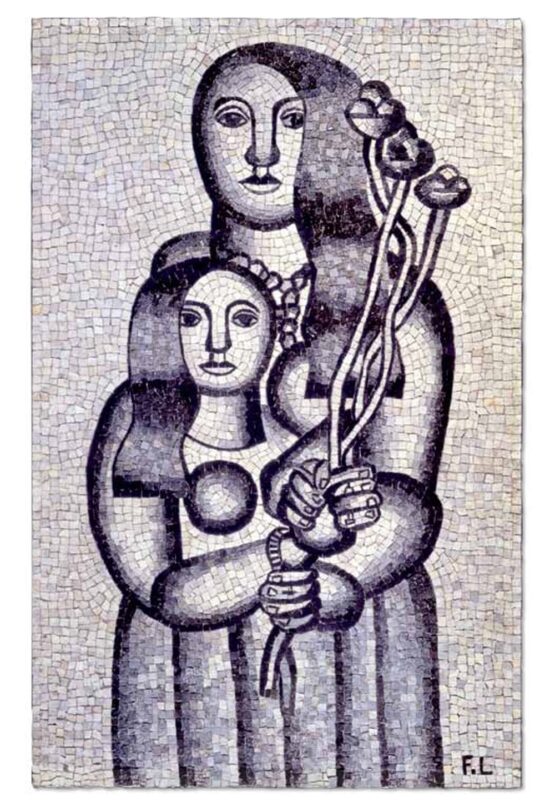 after Fernand Léger - Deux femmes aux fleurs sur fond gris