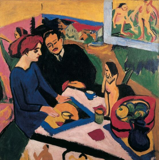 Ernst Ludwig Kirchner - Erich Heckel und Doris im Atelier