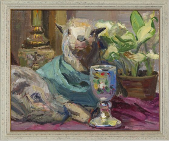 Maria Marc - Stilleben mit Schaf und buntem Glaspokal
